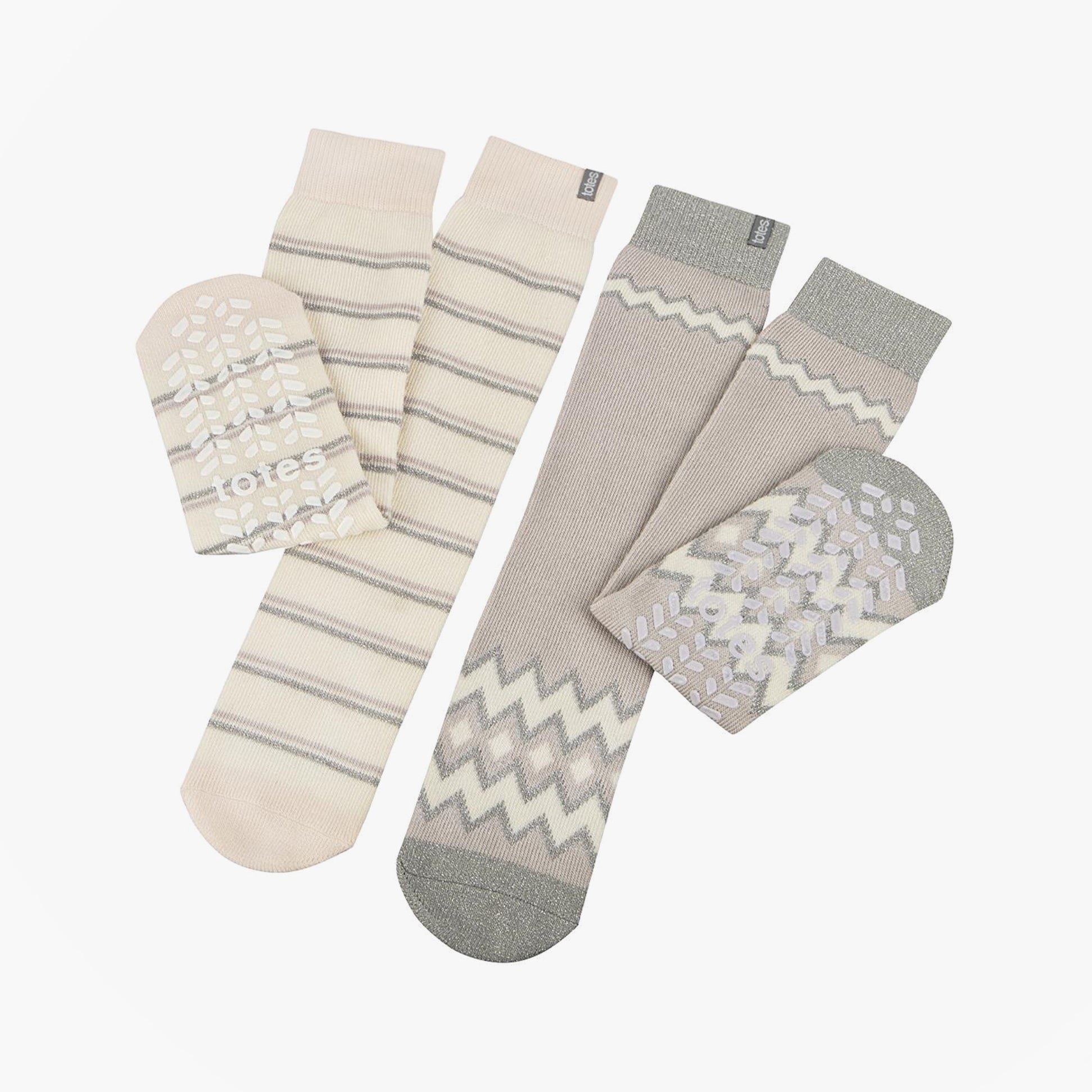 Totes Toasties 3218J ORIGINAL SLIPPER SOCKS (TWIN PACK) Womens Slipper Socks Fairisle / Plain