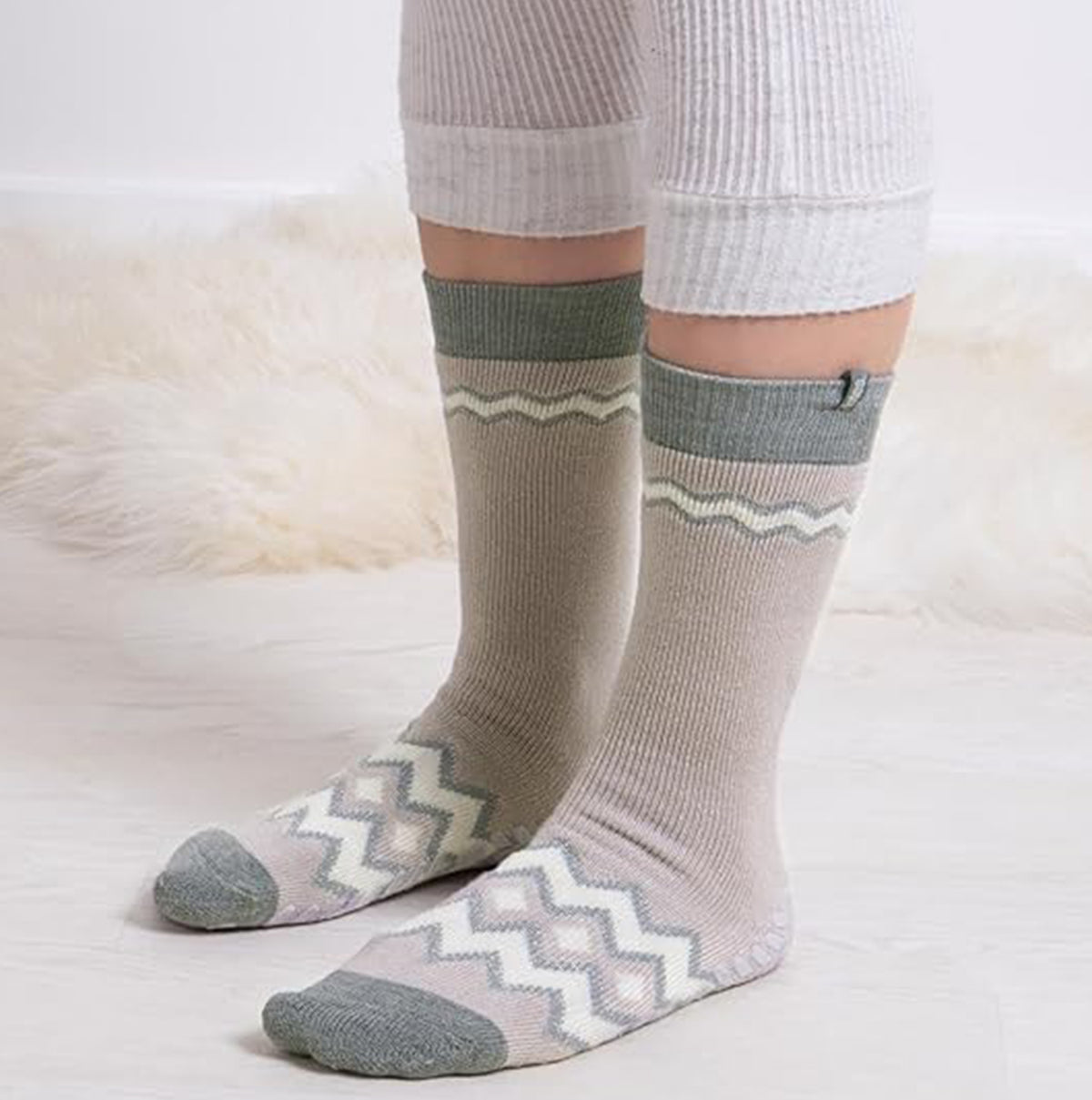 Totes Toasties 3218J ORIGINAL SLIPPER SOCKS (TWIN PACK) Womens Slipper Socks Fairisle / Plain