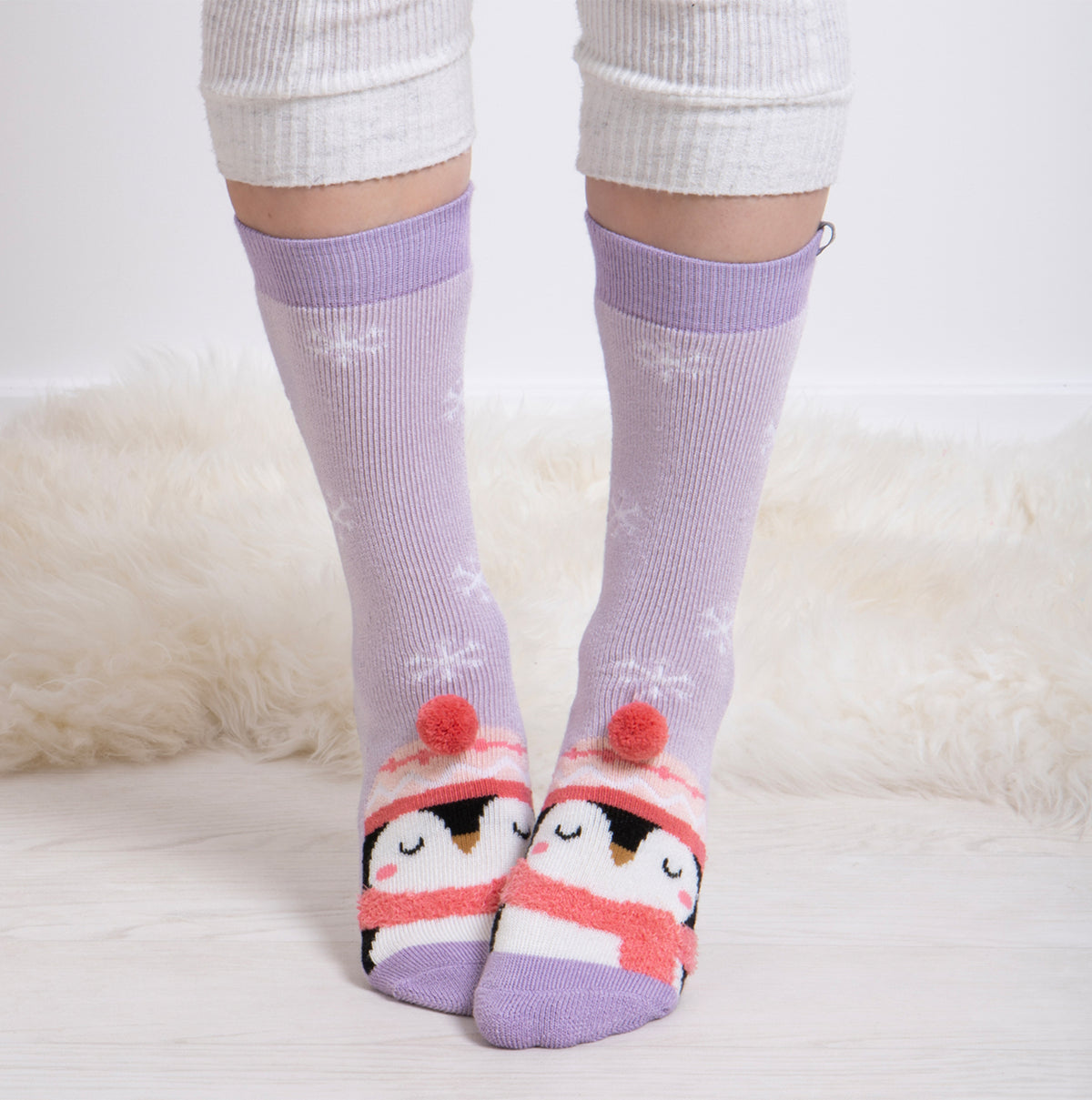Totes Toasties 3220 SINGLE ORIGINAL SLIPPER SOCKS Womens Slipper Socks Penguin