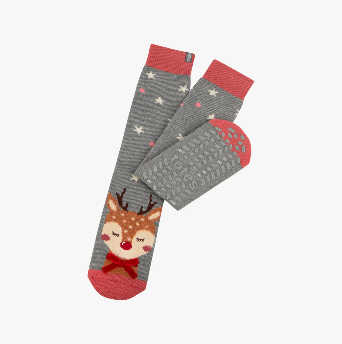 Totes Toasties 3220 SINGLE ORIGINAL SLIPPER SOCKS Womens Slipper Socks Reindeer