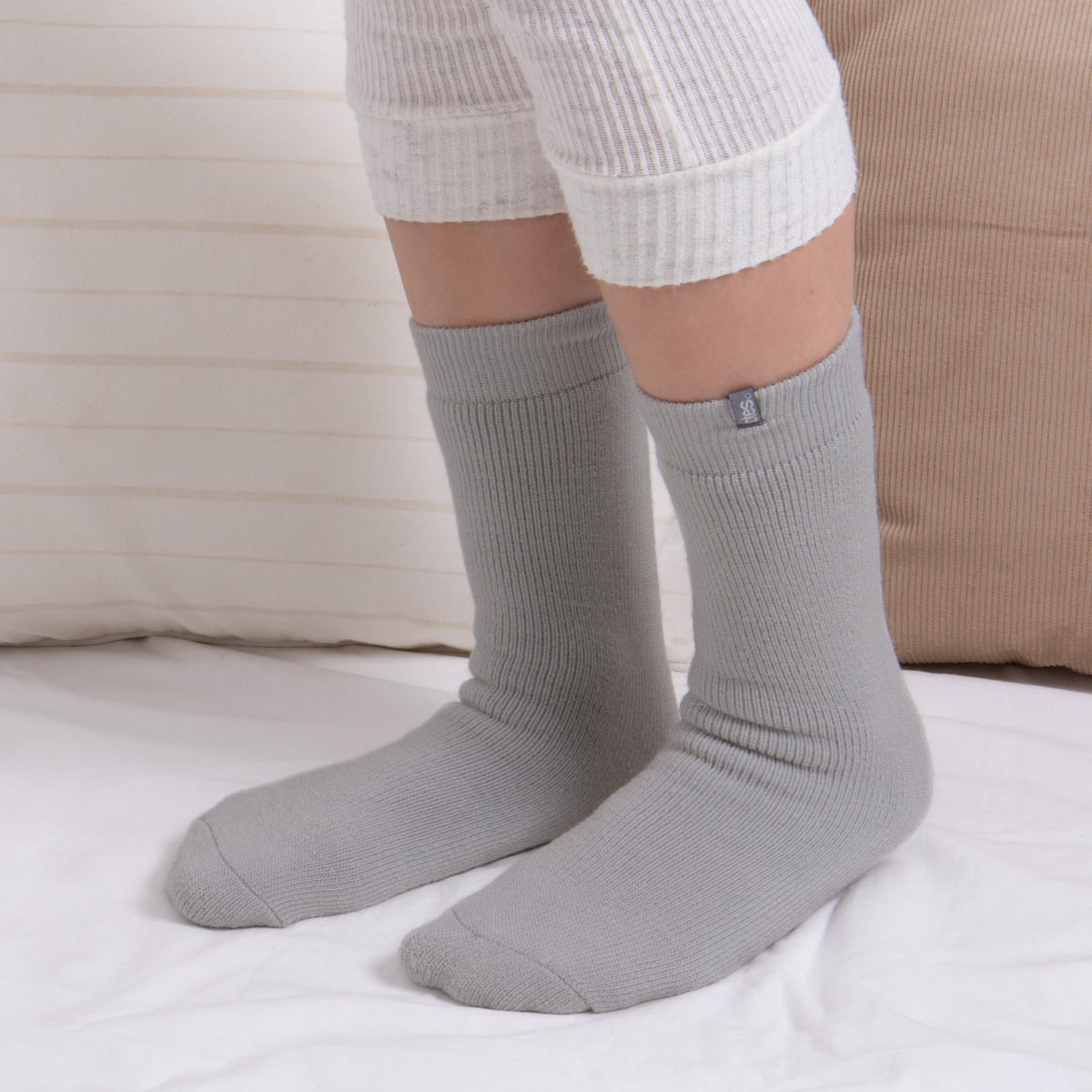 Totes Toasties 3244 THERMAL BRUSHED Womens Slipper Socks Grey Marl