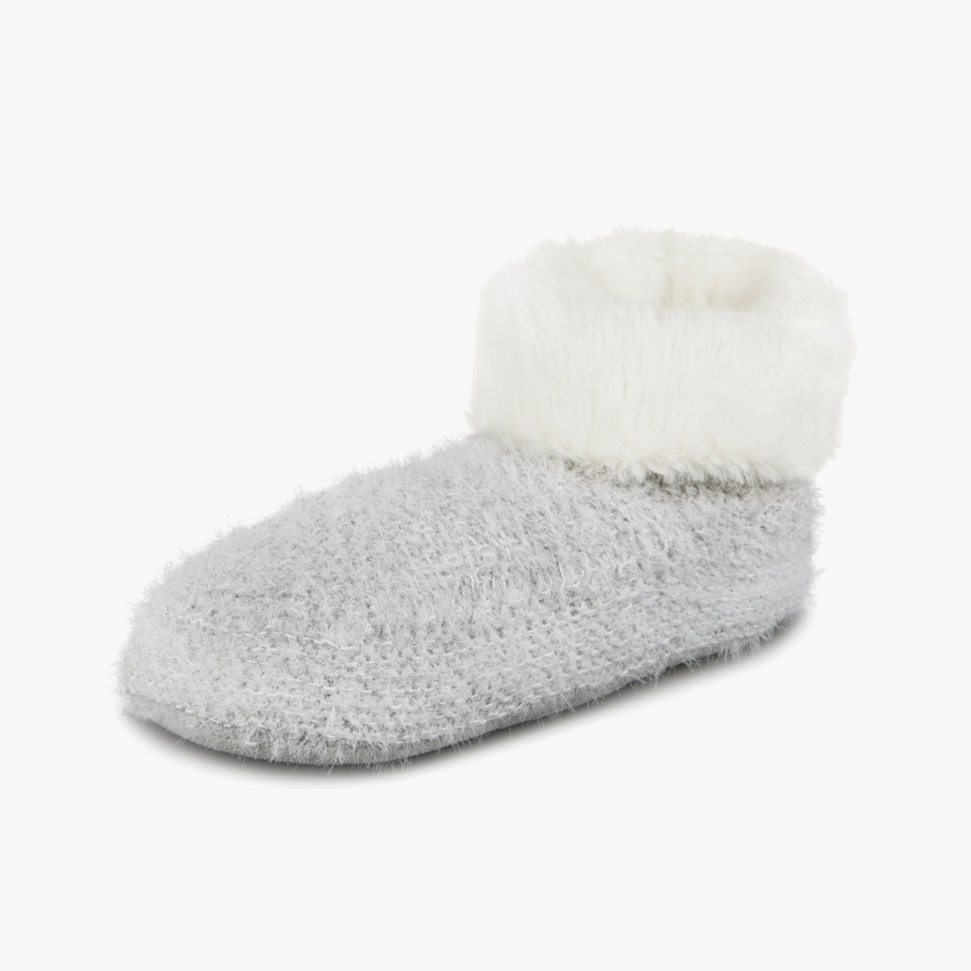 KNITTED TEXTURED BOOTIES Womens Grey