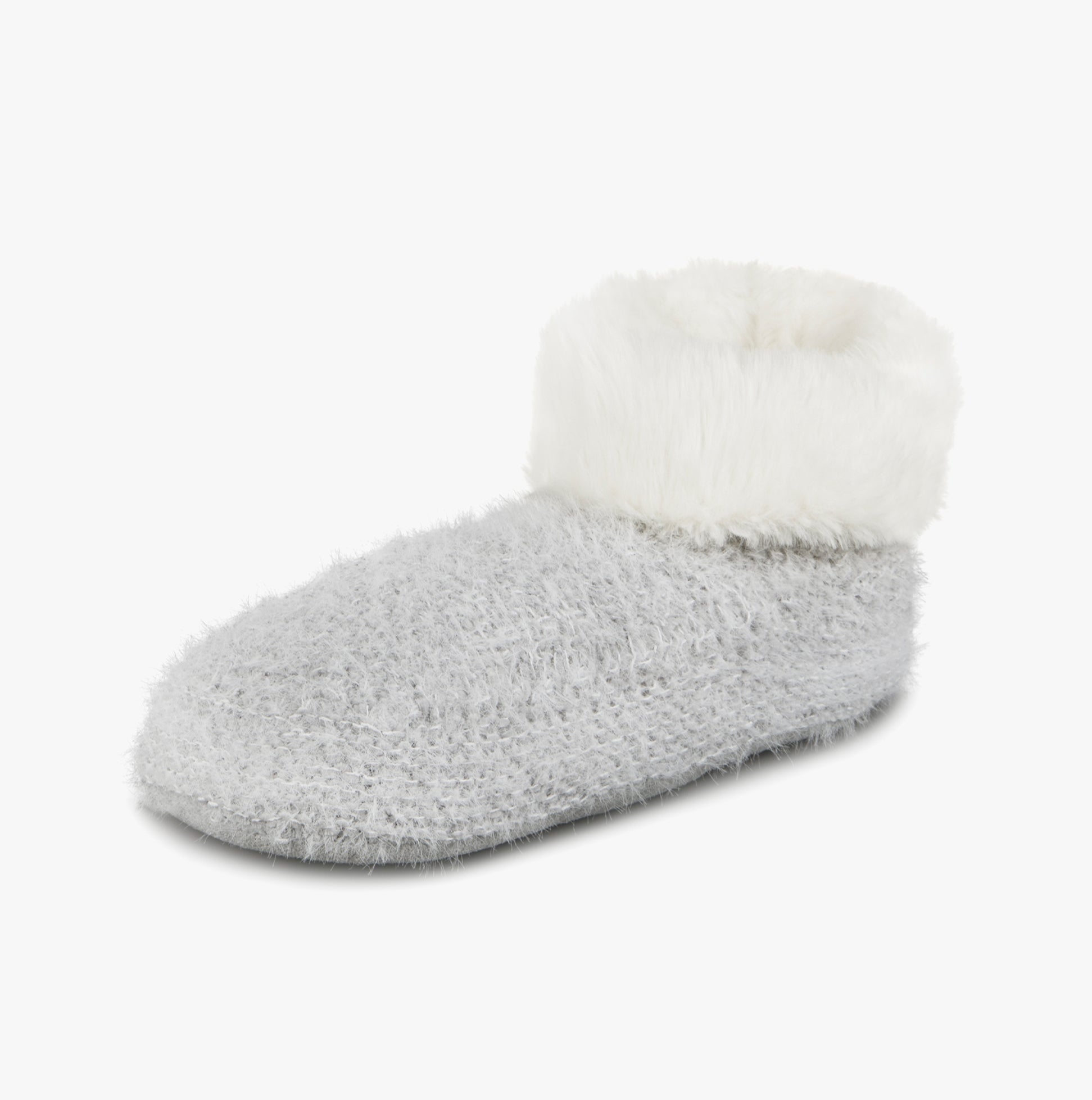 KNITTED TEXTURED BOOTIES Womens Grey