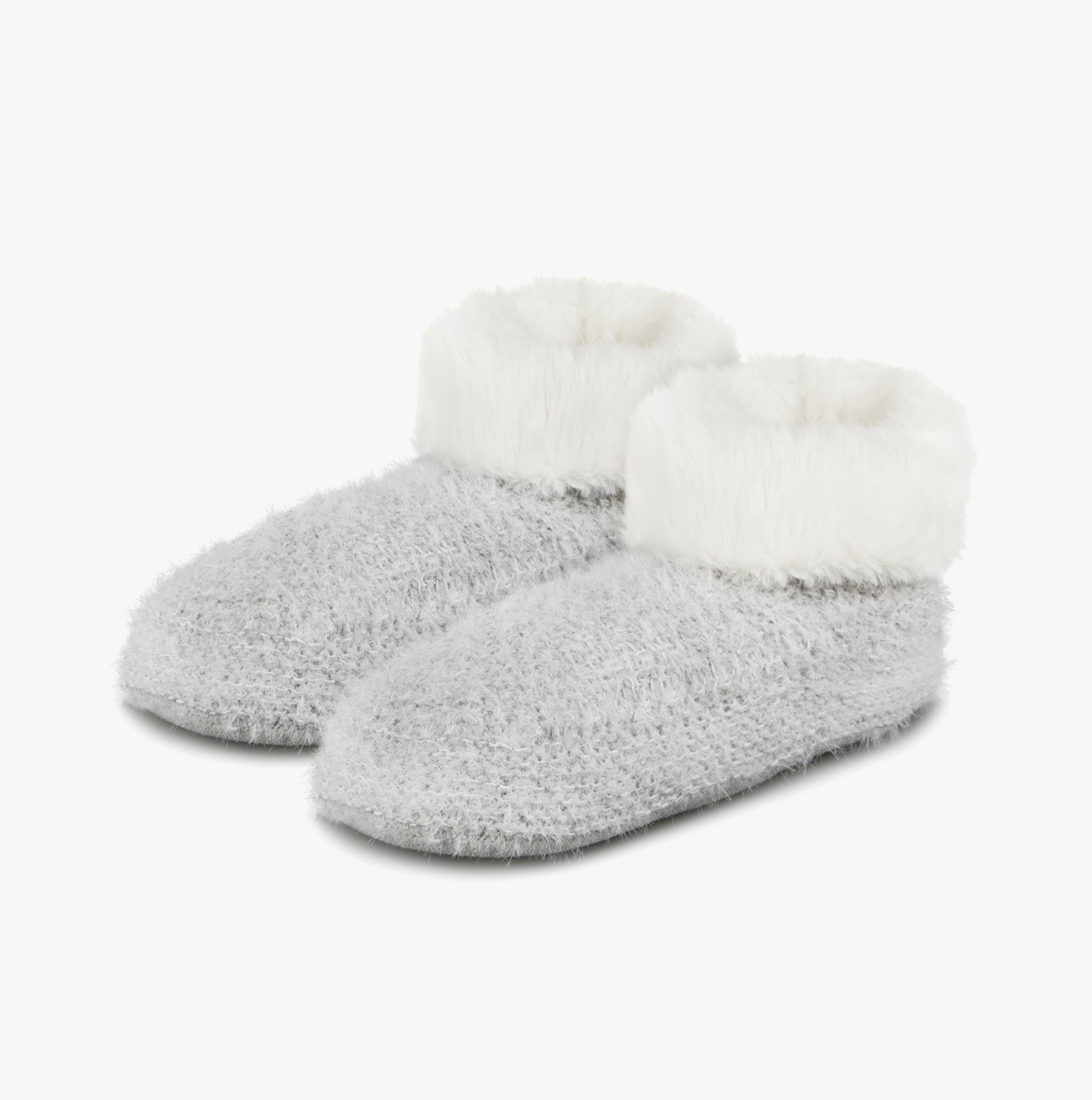 KNITTED TEXTURED BOOTIES Womens Grey