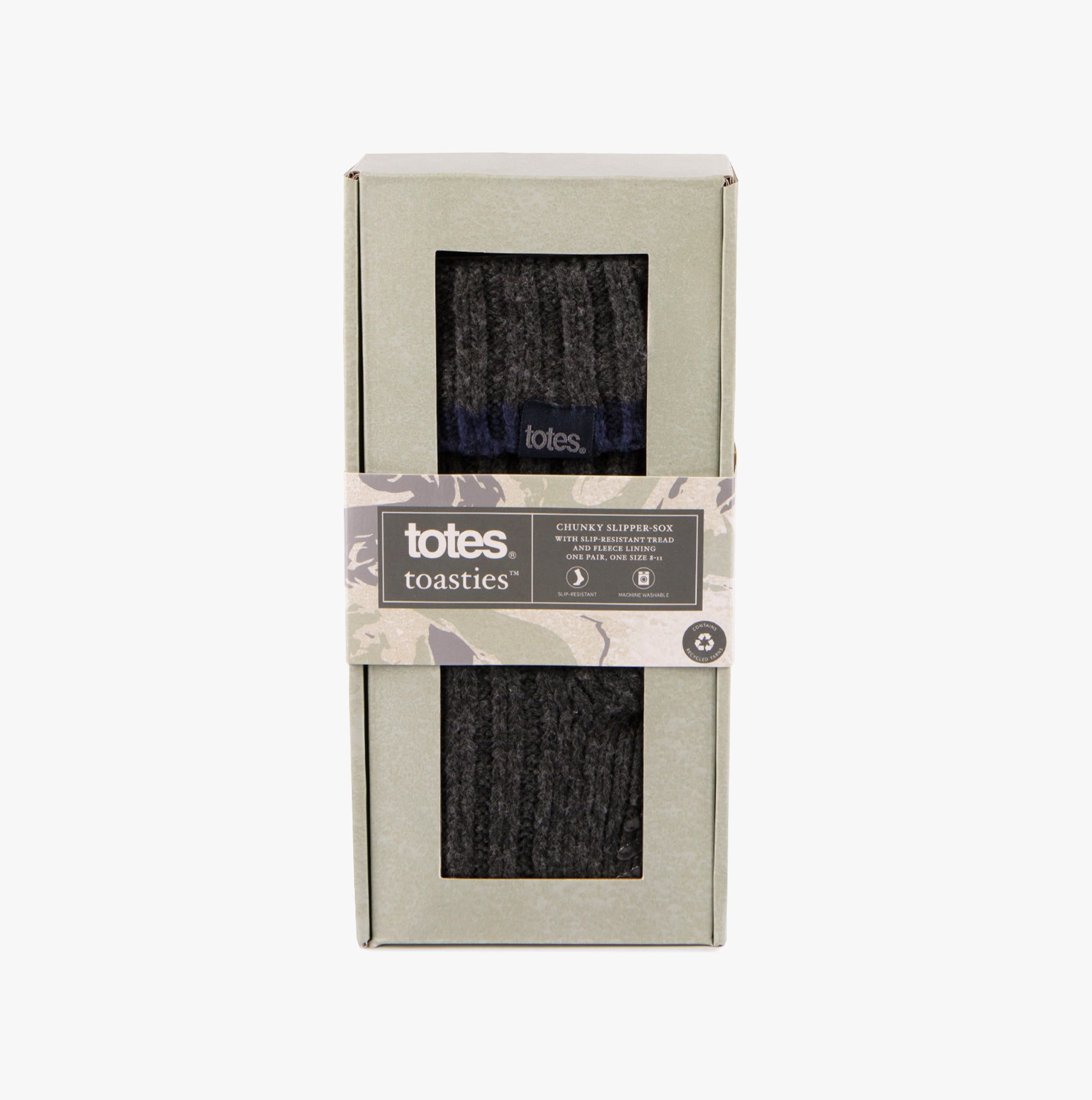 Totes Toasties 3252J RECYCLED CHUNKY SLIPPER SOCK Mens Thermal Socks Grey