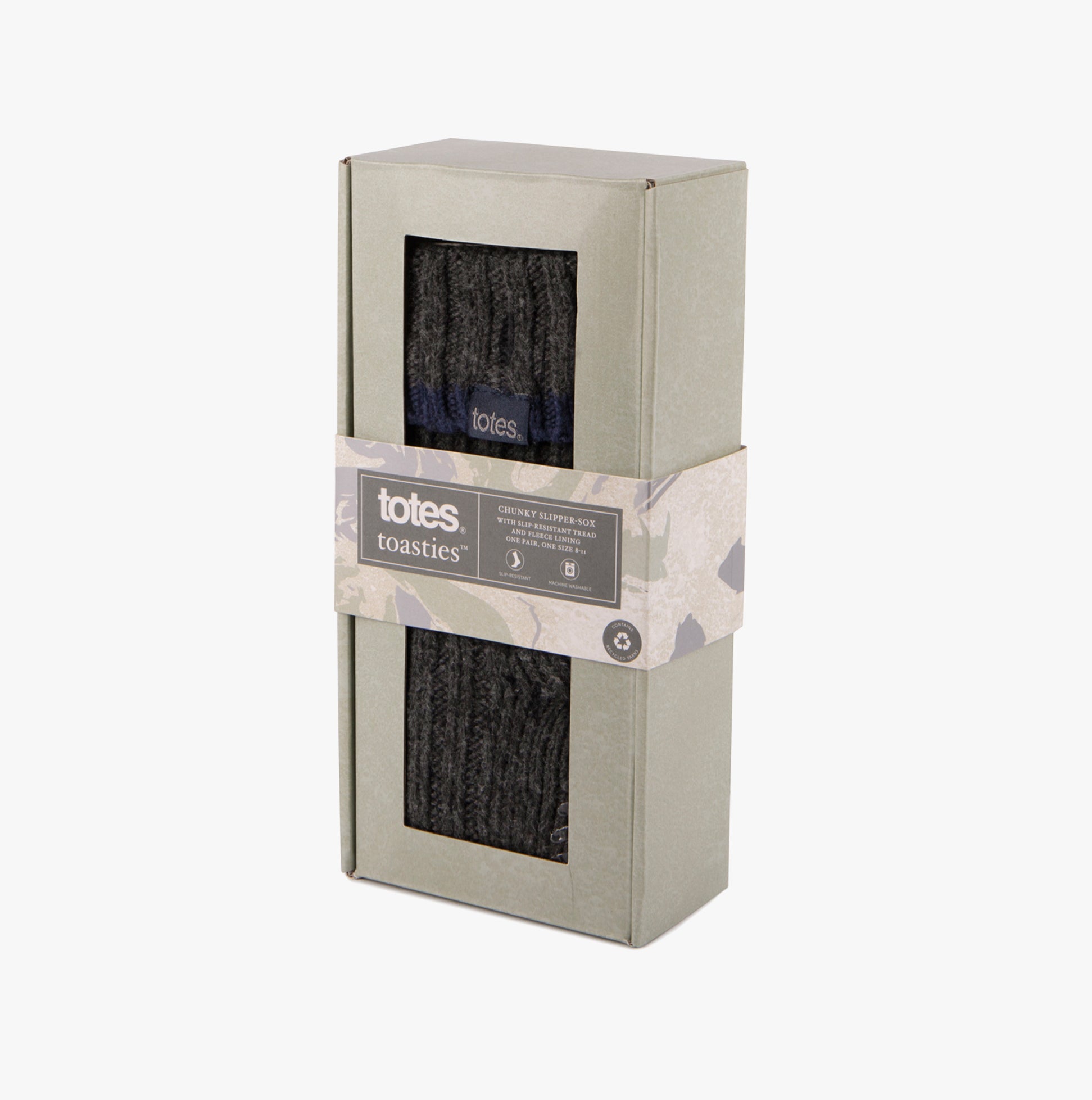 Totes Toasties 3252J RECYCLED CHUNKY SLIPPER SOCK Mens Thermal Socks Grey