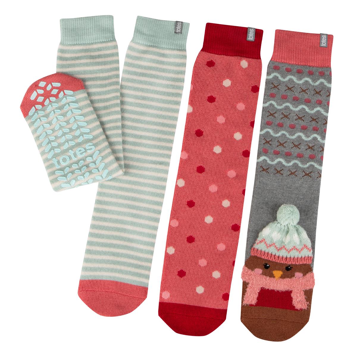 Totes Toasties 3265J ORIGINAL SLIPPER SOCKS (TRIPLE PACK) Womens Slipper Robin