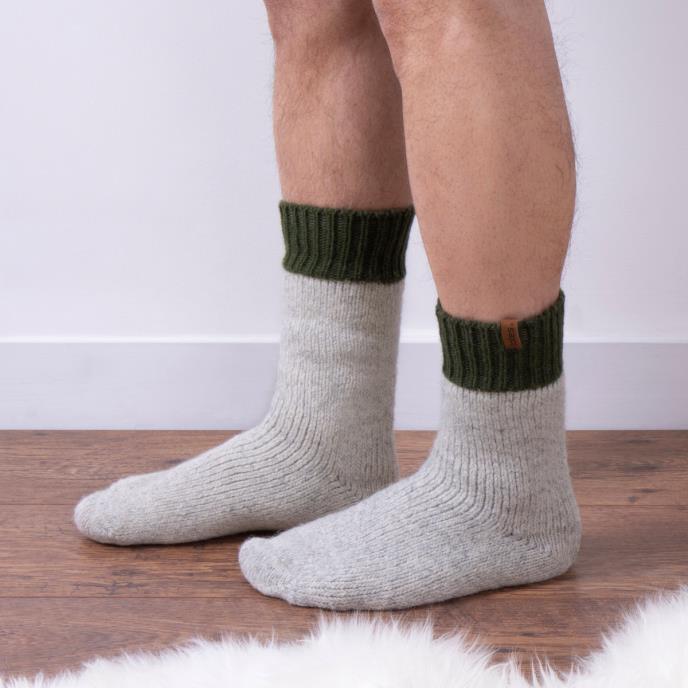 Chunky Thermal Wool Blend Mens Socks Grey Multi
