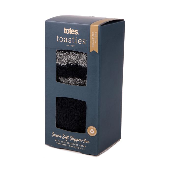 Totes Toasties 3314L SUPER Mens Crew Socks Grey/Black