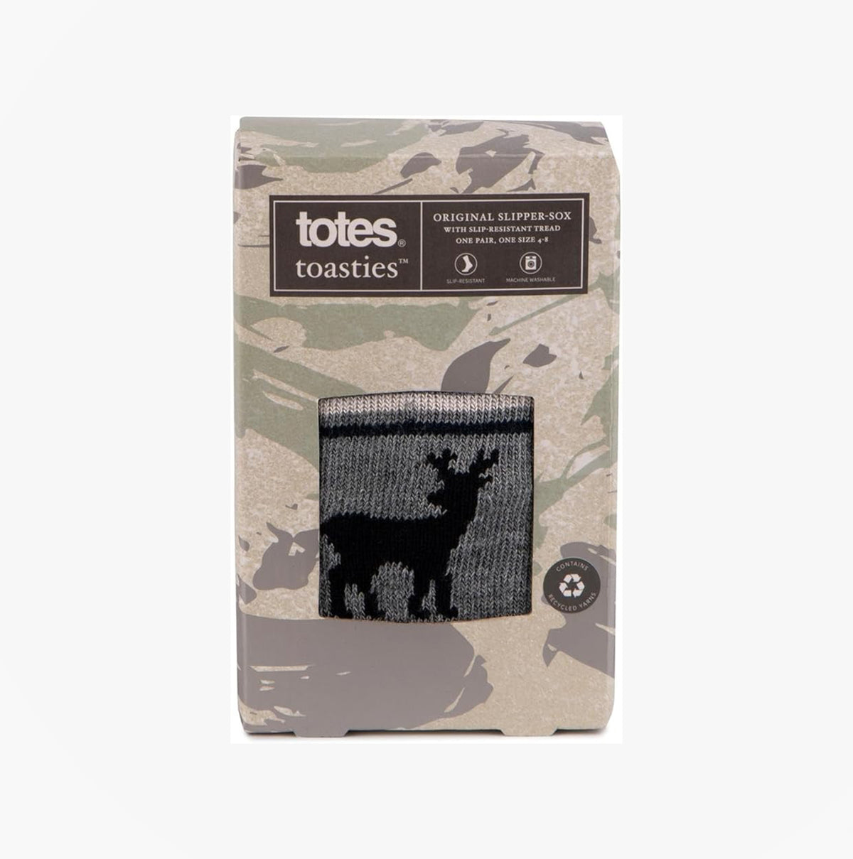 Totes Toasties 3319J ORIGINAL NOVELTY SLIPPER SOCKS Mens Slipper Socks Stag