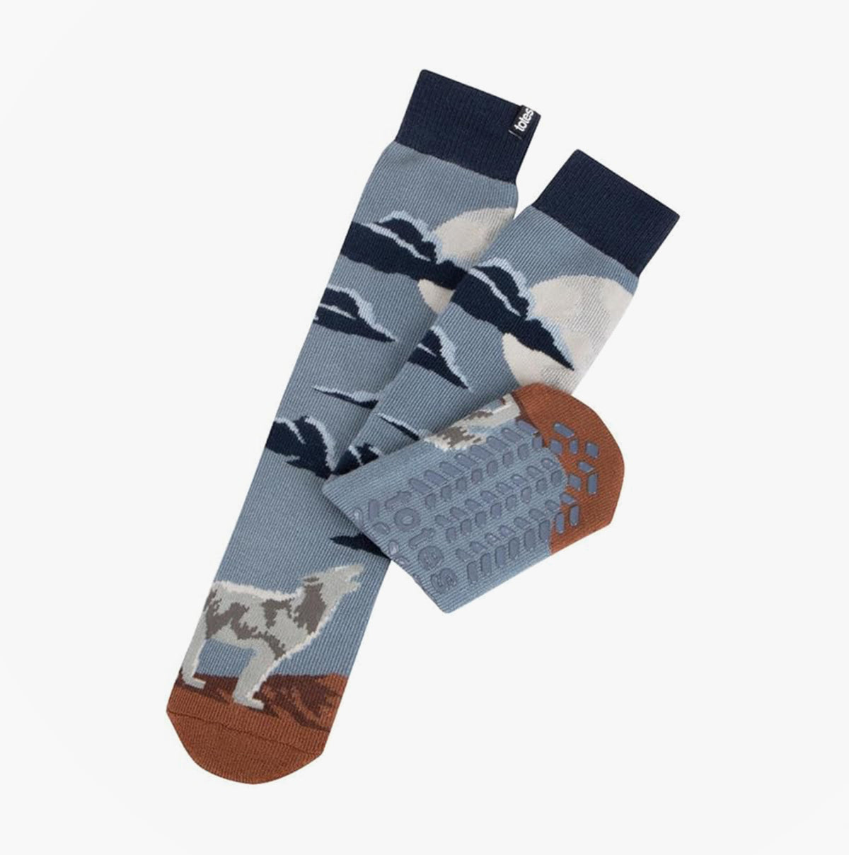 Totes Toasties 3319J ORIGINAL NOVELTY SLIPPER SOCKS Mens Crew Socks Wolf