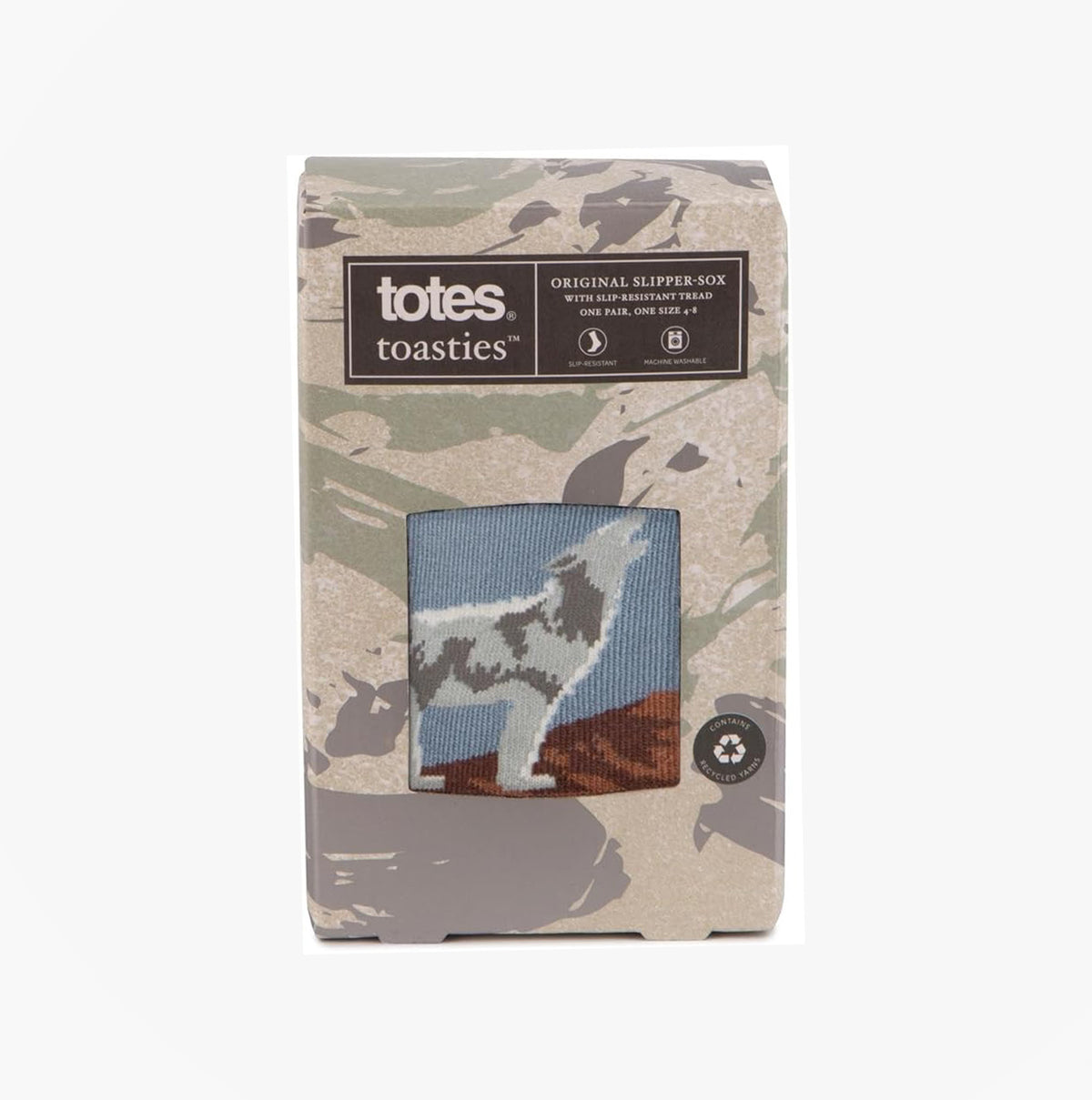 Totes Toasties 3319J ORIGINAL NOVELTY SLIPPER SOCKS Mens Crew Socks Wolf