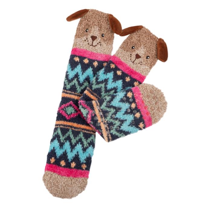 Totes Toasties 3403 NOVELTY SUPER SOFT SLIPPER SOCKS Womens Crew Dog