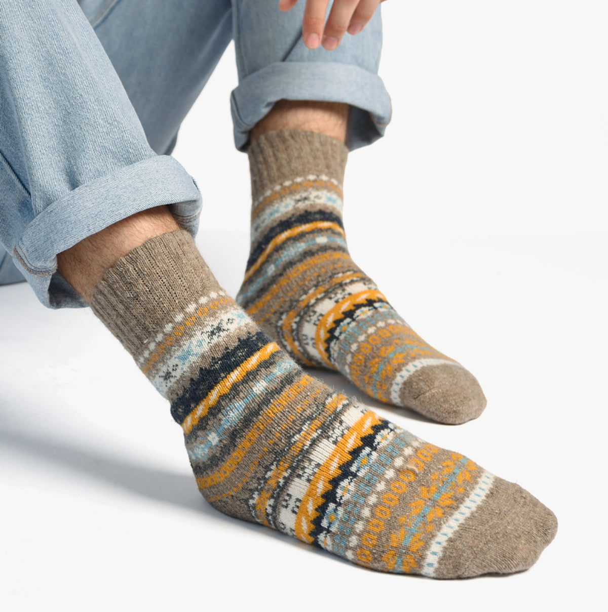 Totes Toasties 3417 WOOL BLEND FAIR ISLE SLIPPERS SOCKS (TWIN PACK) Mens Thermal Socks Multi