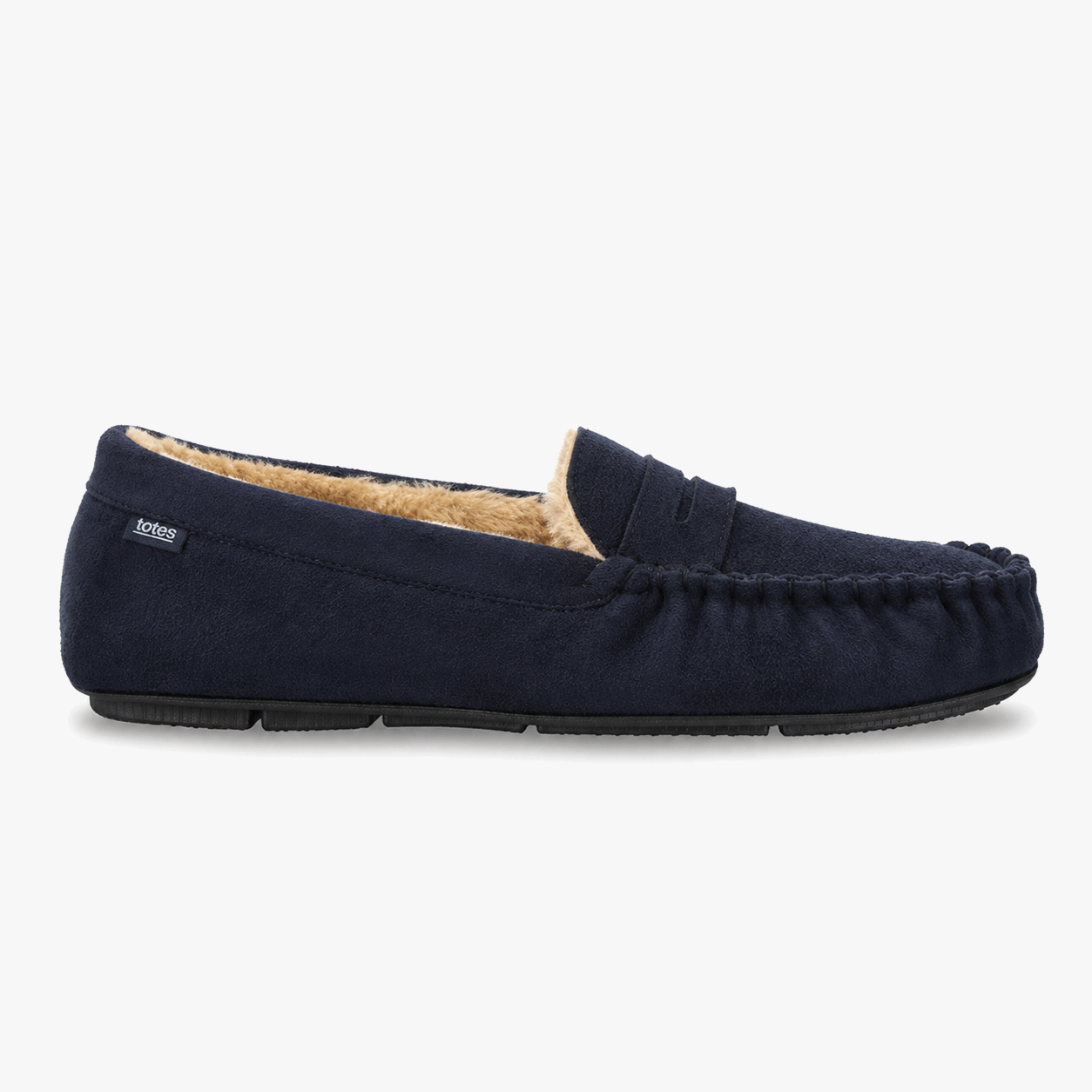 Totes Toasties SUEDETTE MOCCASIN SLIPPER Mens Moccasins Navy