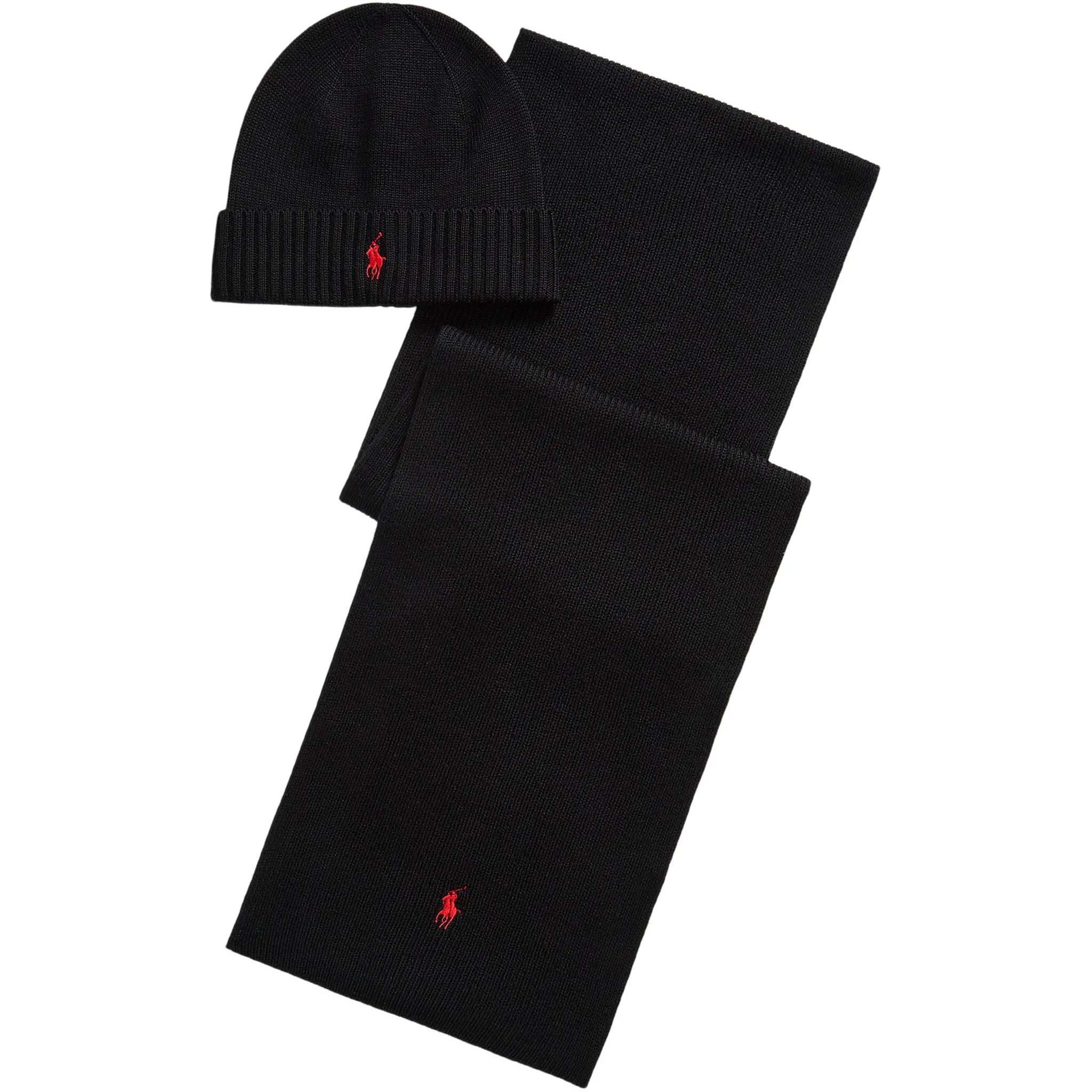 Polo Ralph Lauren Hat and Scarf Set Mens Beanie Polo Black