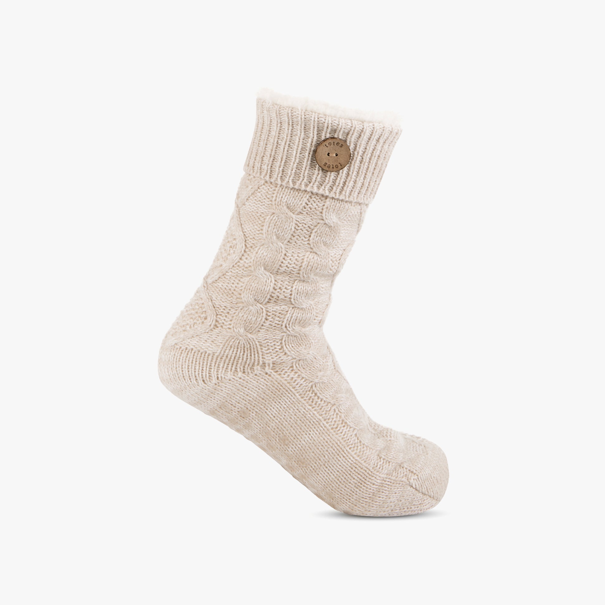 Totes Toasties 3553 TEXTURE SLIPPER SOCKS Womens Crew Biscuit