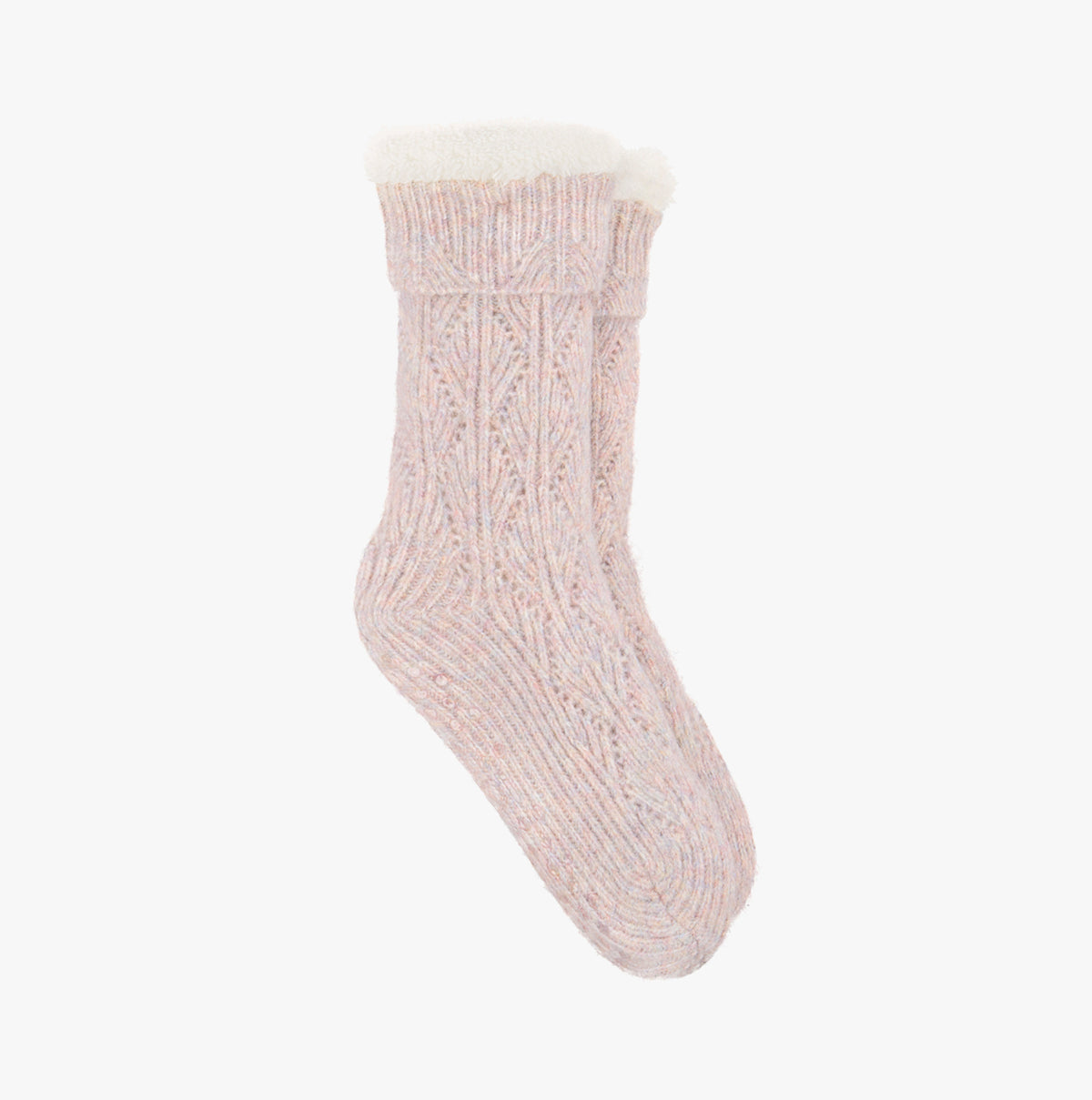 Totes Toasties 3553 TEXTURE SLIPPER SOCKS Womens Slipper Socks Pink Mix