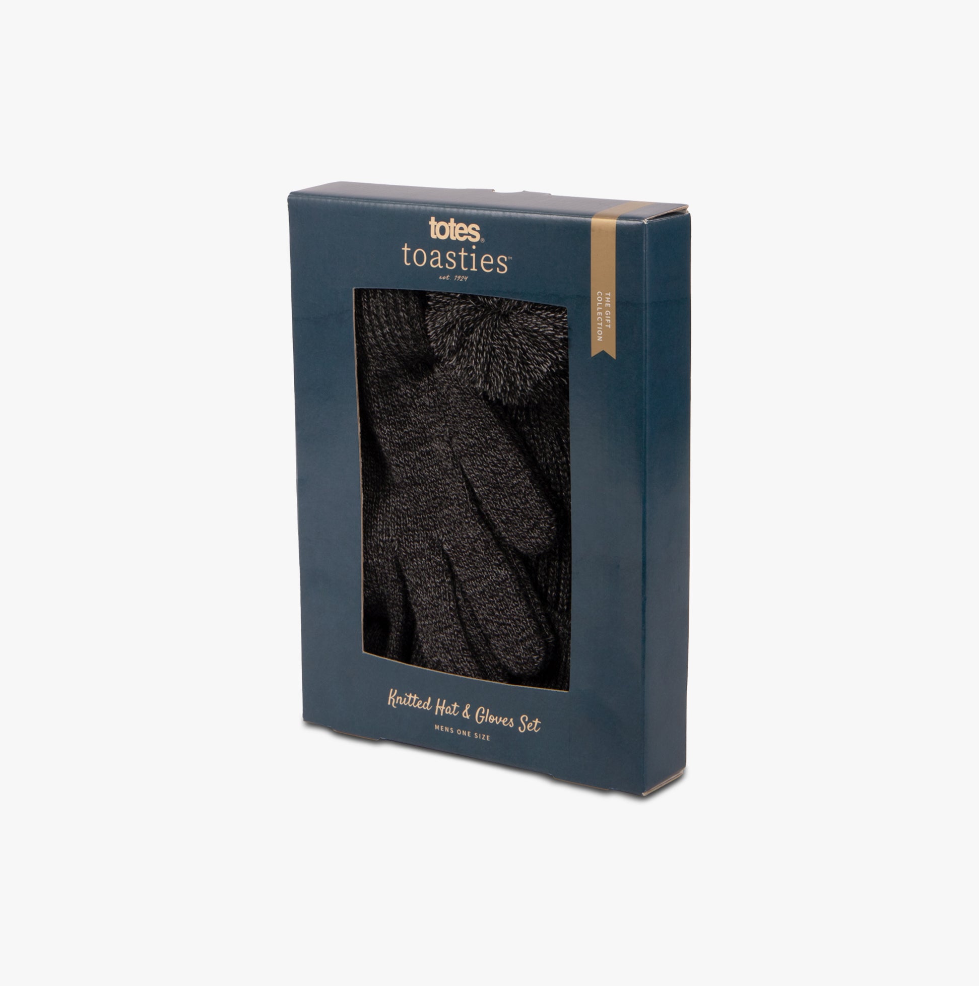 Hat & Glove Set Mens Black / Grey