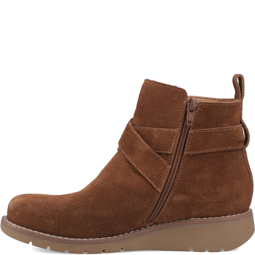 Hush Puppies Lyra Buckle Boot Womens Ankle Boots Dark Tan