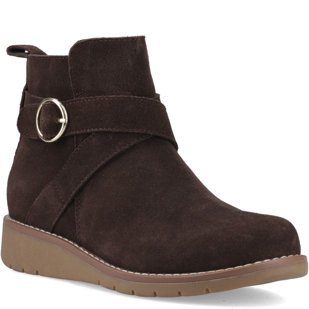 Hush Puppies Lyra Buckle Boot Womens Ankle Boots Chocolate