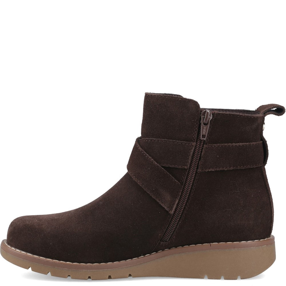 Hush Puppies Lyra Buckle Boot Womens Ankle Boots Chocolate