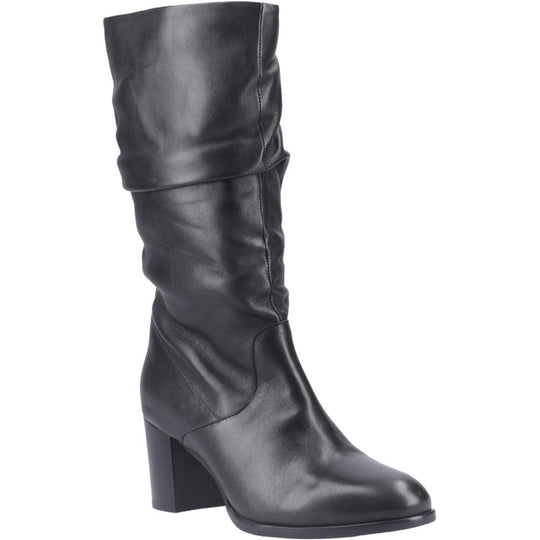 Hush Puppies Cosima Lthr Ruched Boot Womens Tall Boots Black