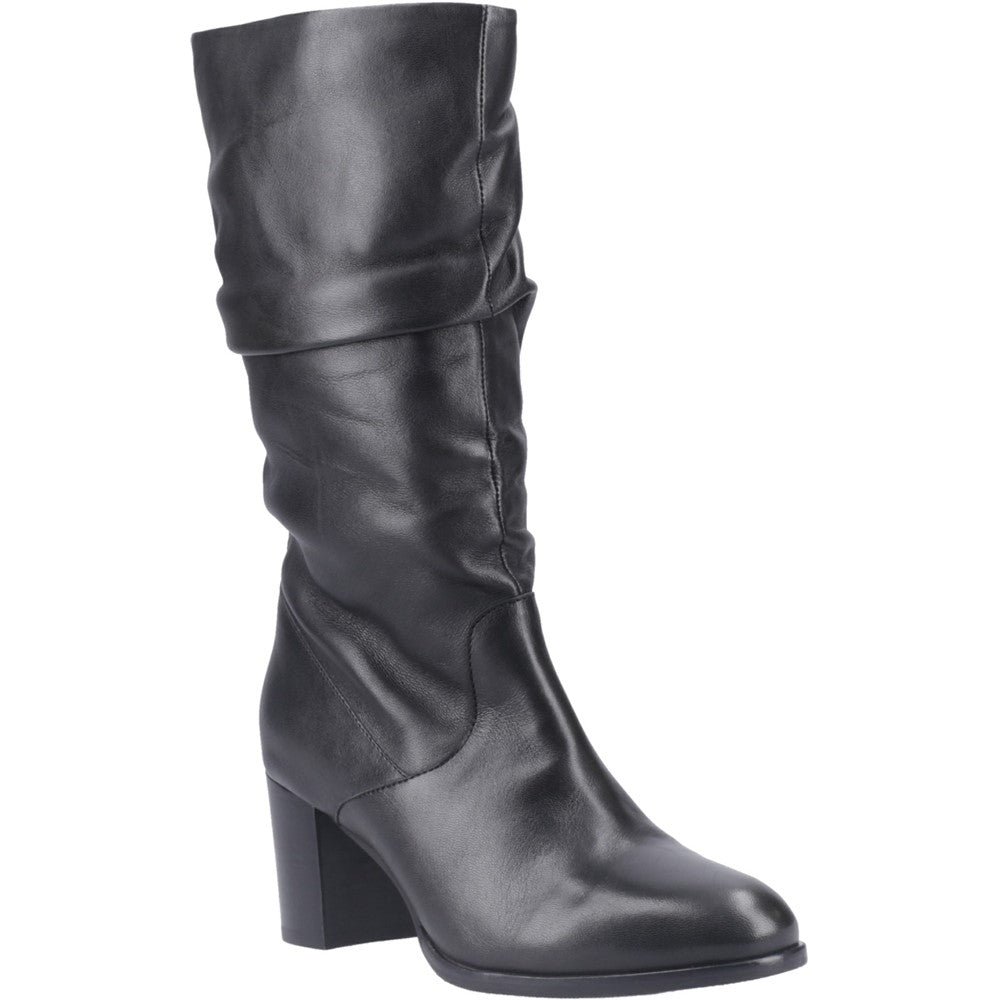 Hush Puppies Cosima Lthr Ruched Boot Womens Tall Boots Black