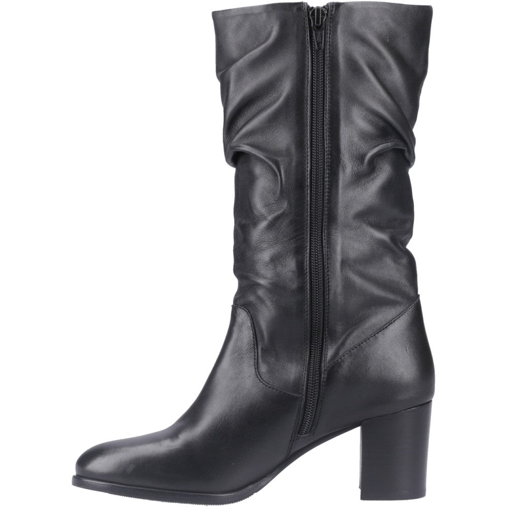 Hush Puppies Cosima Lthr Ruched Boot Womens Tall Boots Black