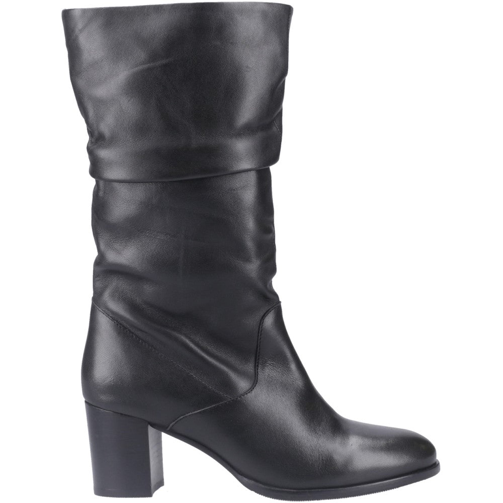 Hush Puppies Cosima Lthr Ruched Boot Womens Tall Boots Black