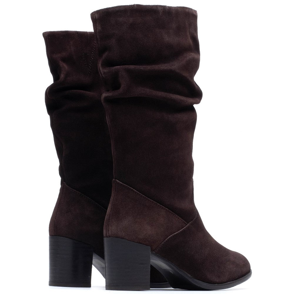 Hush Puppies Cosima Ruched Boot Womens Tall Boots Chocolate