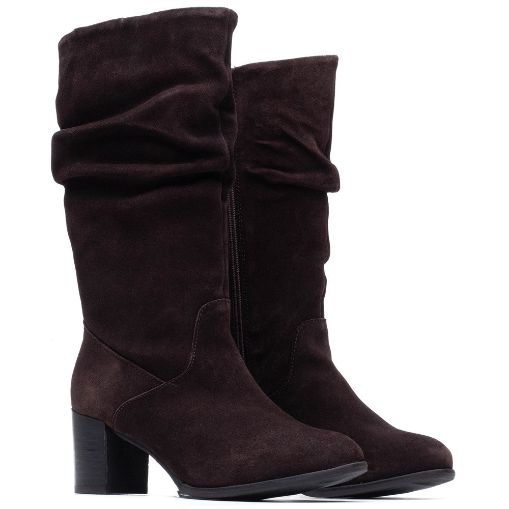 Hush Puppies Cosima Ruched Boot Womens Tall Boots Chocolate