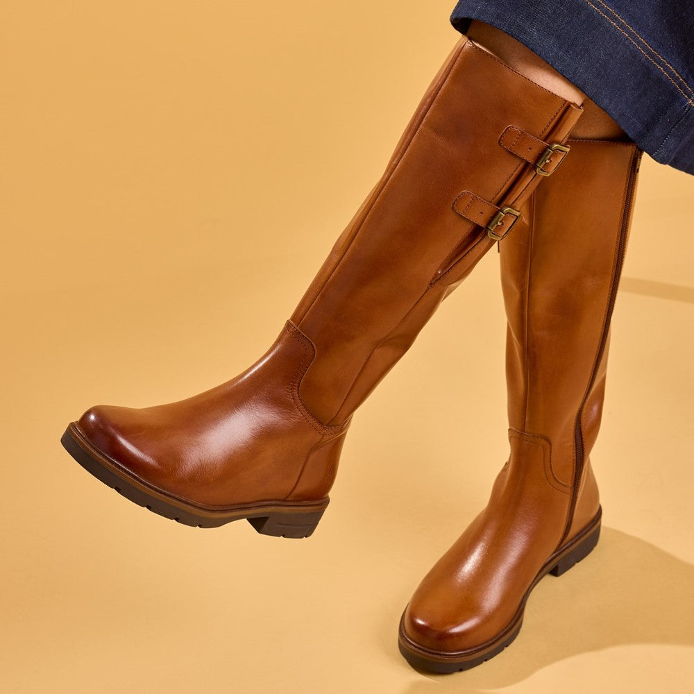 Hush Puppies TALLULAH Womens Leather Long Boots Tan