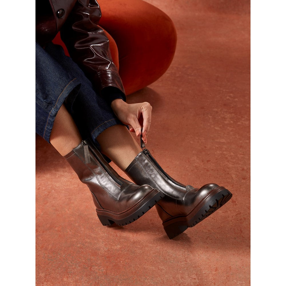 Hush Puppies Roxanna Zip Boot Womens Ankle Boots Silver