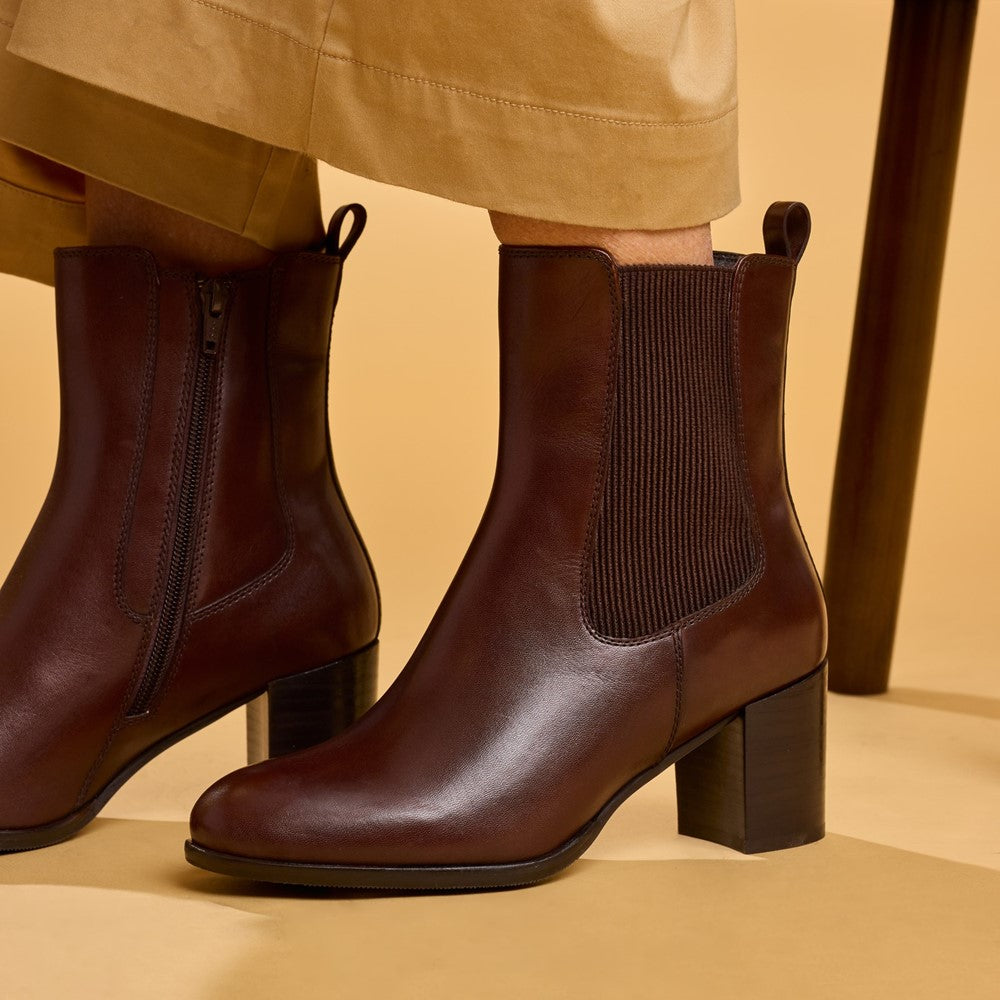 Hush Puppies Camellia Heeled Boot Womens Ankle Boots Brown