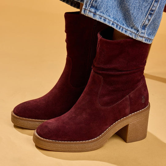 Hush Puppies Flora Ruched Boot Womens Mid Calf Boots Plum