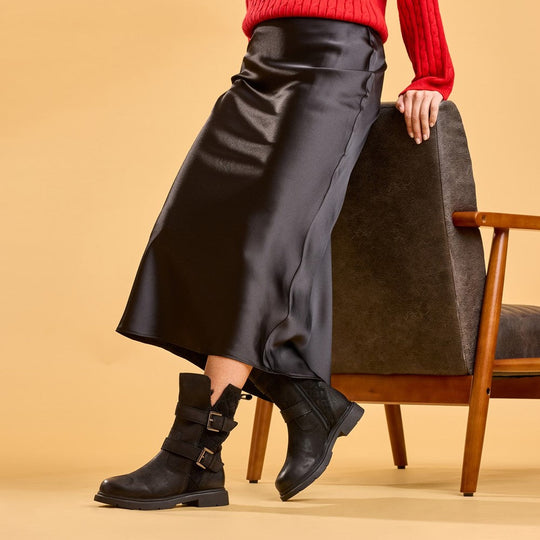 Hush Puppies Celine Buckle Boot Womens Mid Calf Boots Black