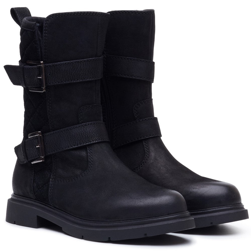 Hush Puppies Celine Buckle Boot Womens Mid Calf Boots Black