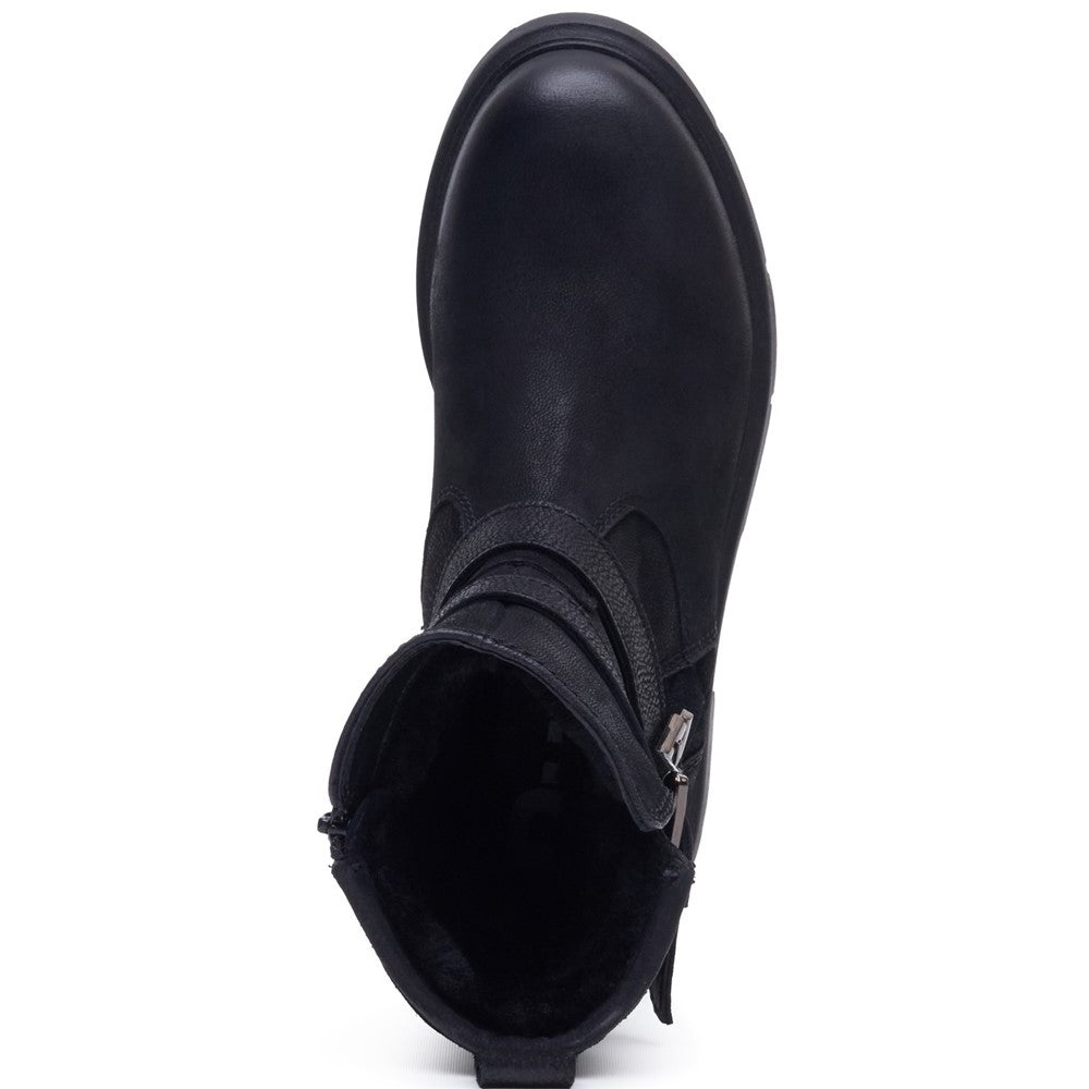 Hush Puppies Celine Buckle Boot Womens Mid Calf Boots Black