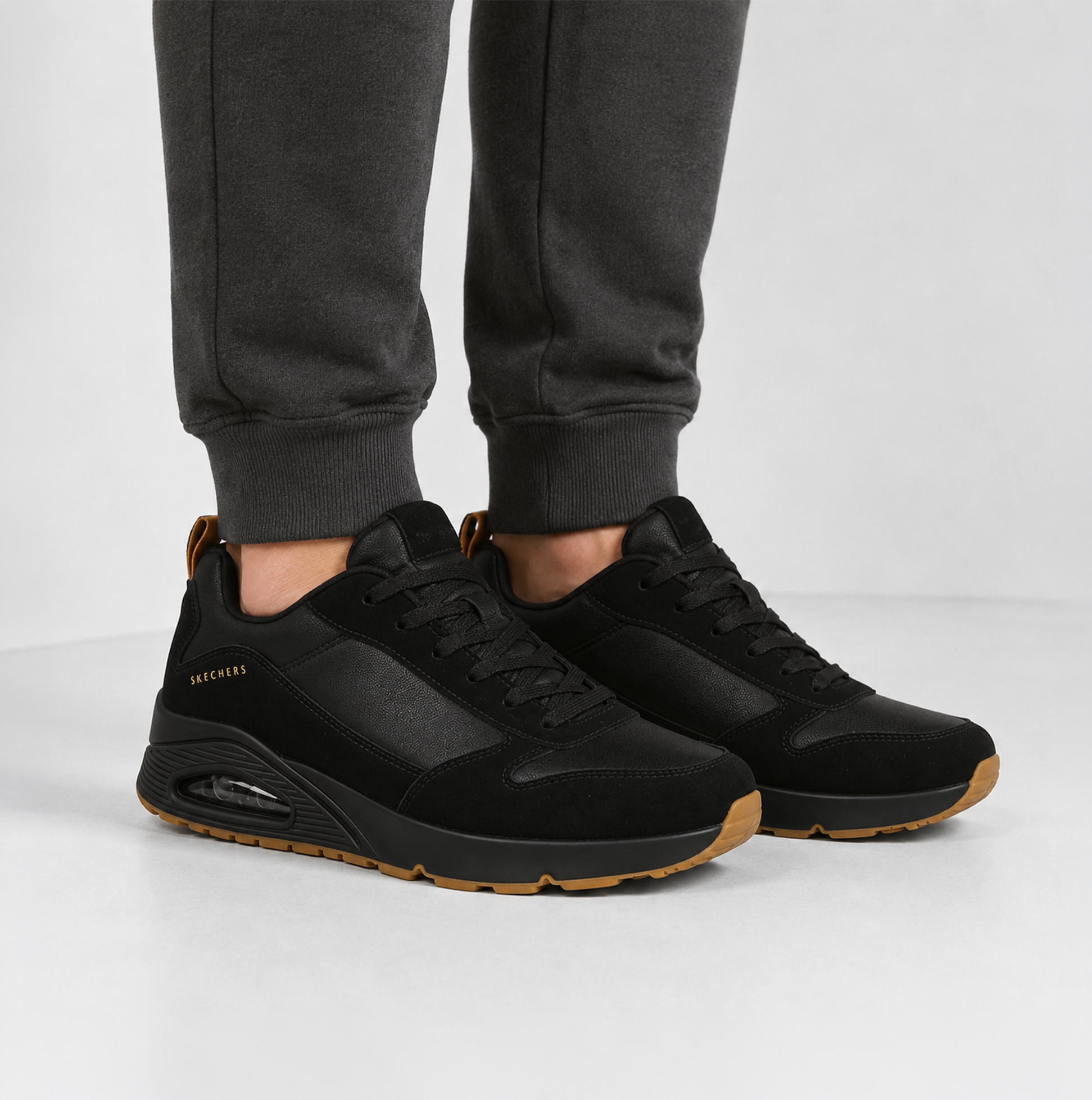 Skechers UNO - STACRE Mens Casual Trainers Black