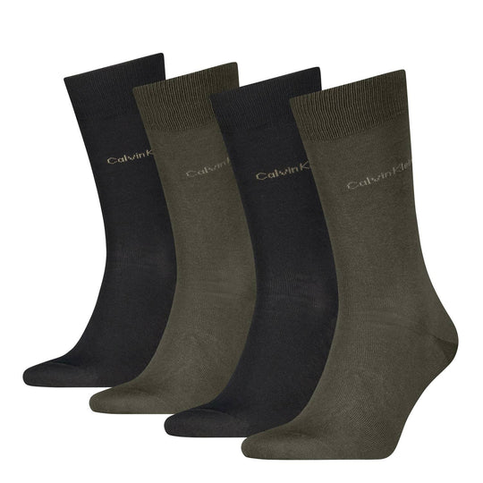 Calvin Klein 4 Pack Giftbox Classic Mens Crew Socks Olive Green