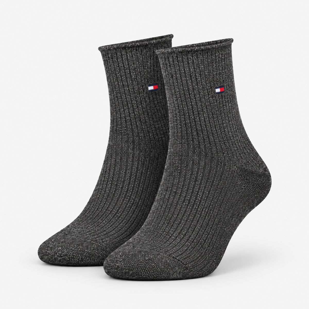 Tommy Hilfiger 3 Pack Giftbox Lurex Womens Crew Socks Black