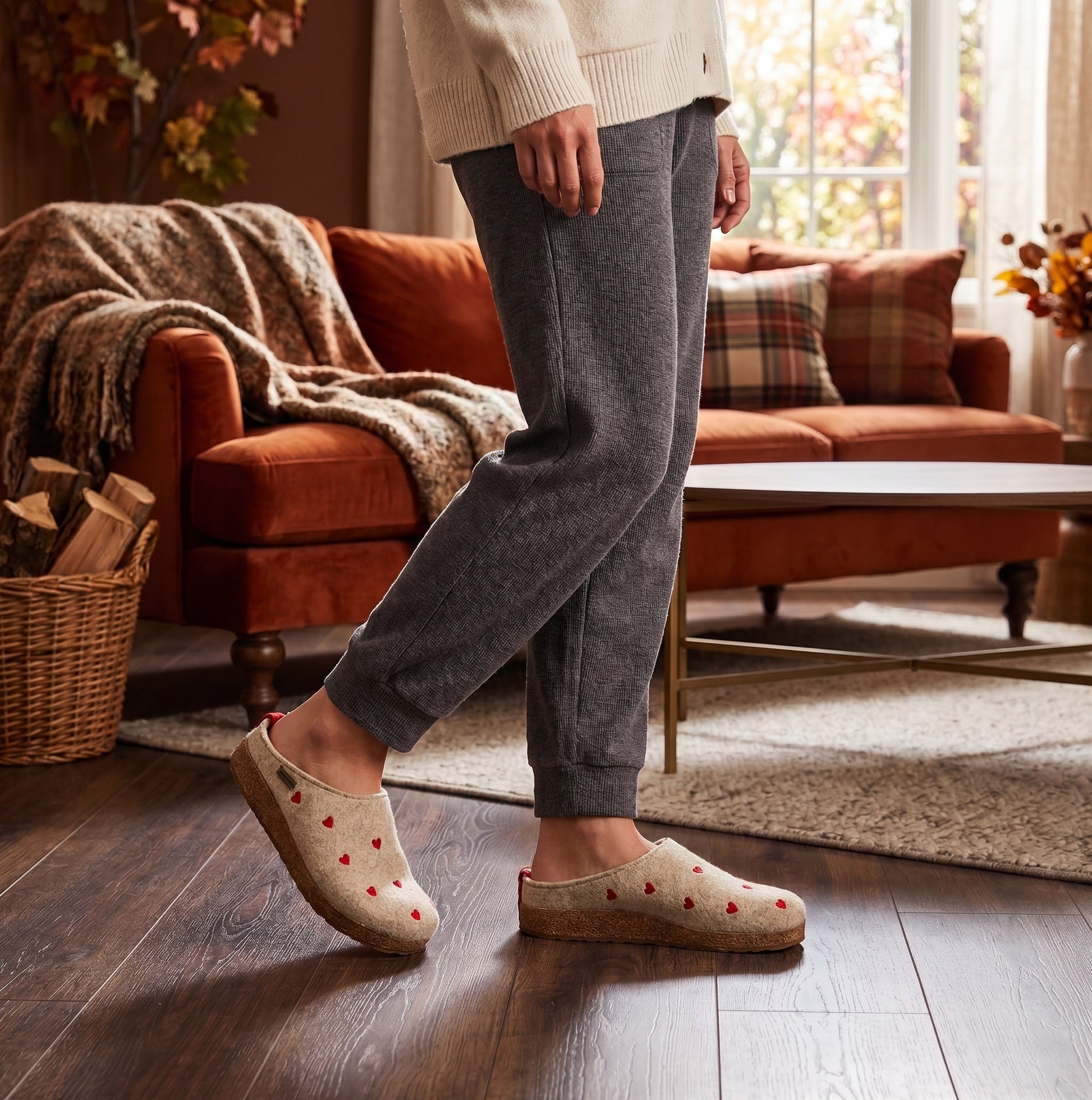 Haflinger CUORICINI Womens Felt Clogs Grey