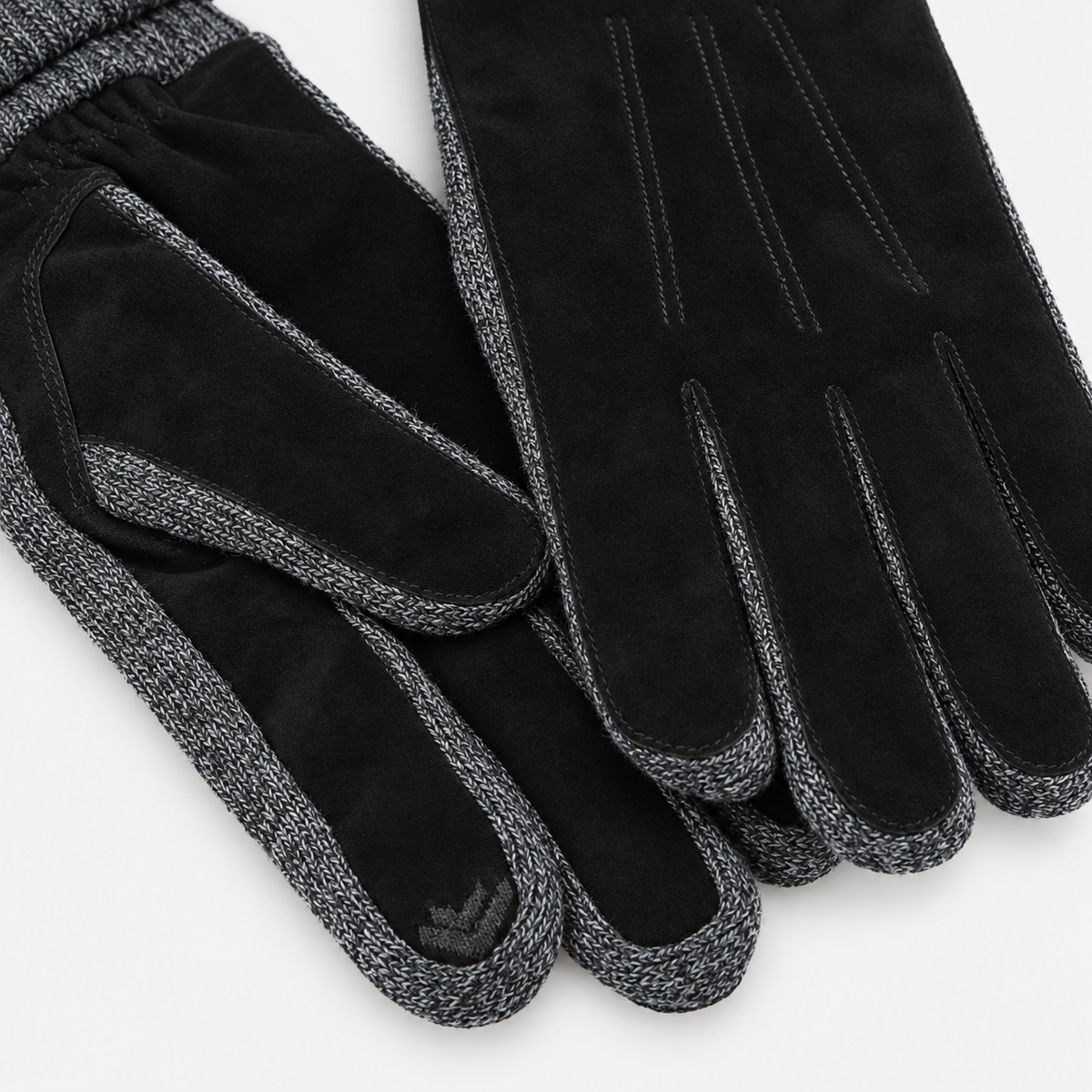 Totes Isotoner SUEDE GLOVE WITH KNIT CUFF Mens Touchscreen Gloves Black