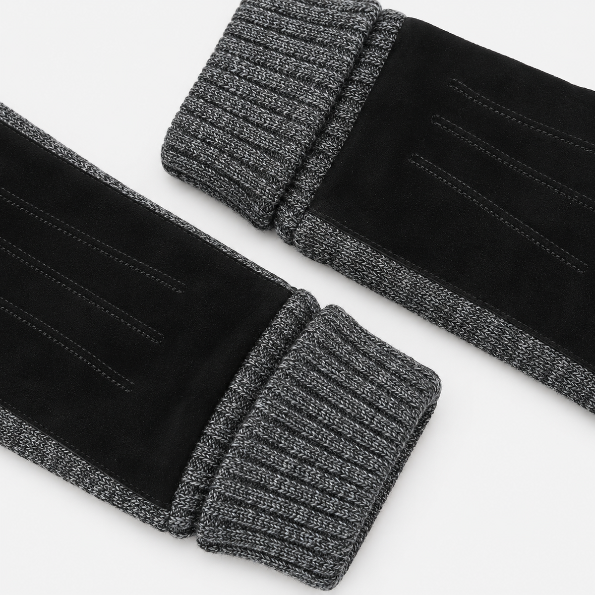 Totes Isotoner SUEDE GLOVE WITH KNIT CUFF Mens Touchscreen Gloves Black