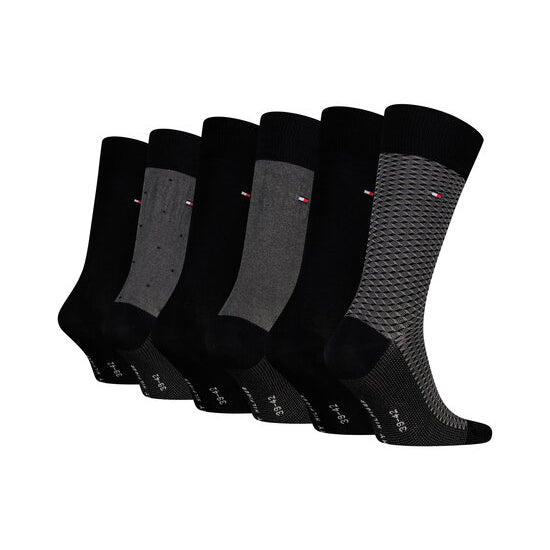Tommy Hilfiger 6 Pack Giftbox Birdeye Mens Crew Socks Black