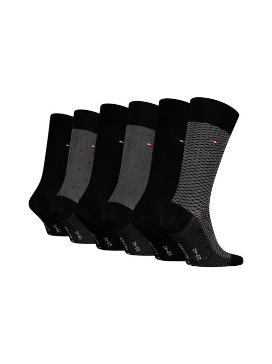 Tommy Hilfiger 6 Pack Giftbox Birdeye Mens Crew Socks Black