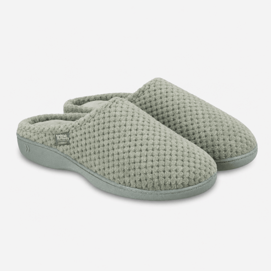 Totes Isotoner POPCORN TERRY MULE SLIPPER Womens Mules Sage