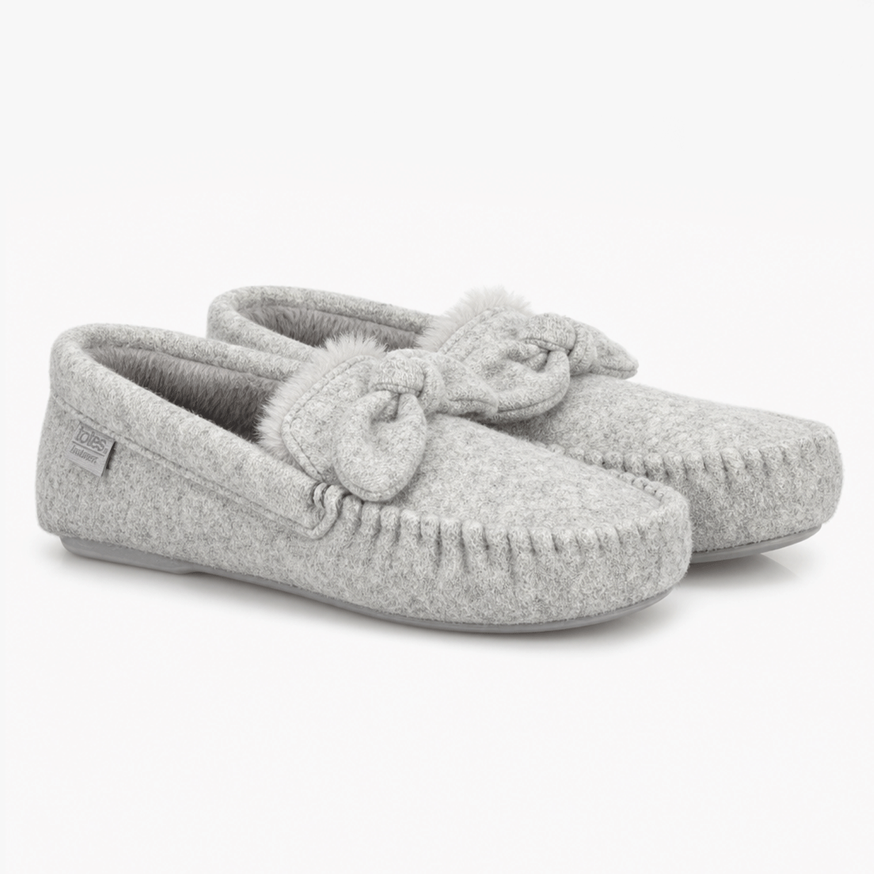 Totes Isotoner BRUSHED MARL MOCCASIN SLIPPERS Womens Moccasins Grey
