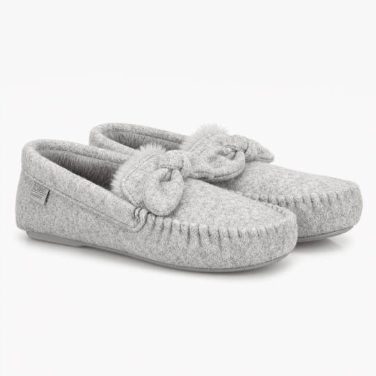 Totes Isotoner BRUSHED MARL Womens Moccasin Slippers Grey